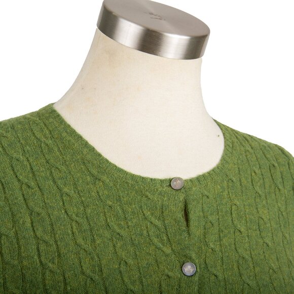 J. Crew Green Cashmere Blend Cable Knit Cardigan Sweater - Size Medium - Picture 8 of 8